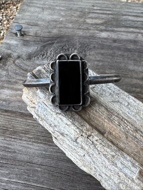 Native American Sterling SIlver Cuff with Onyx